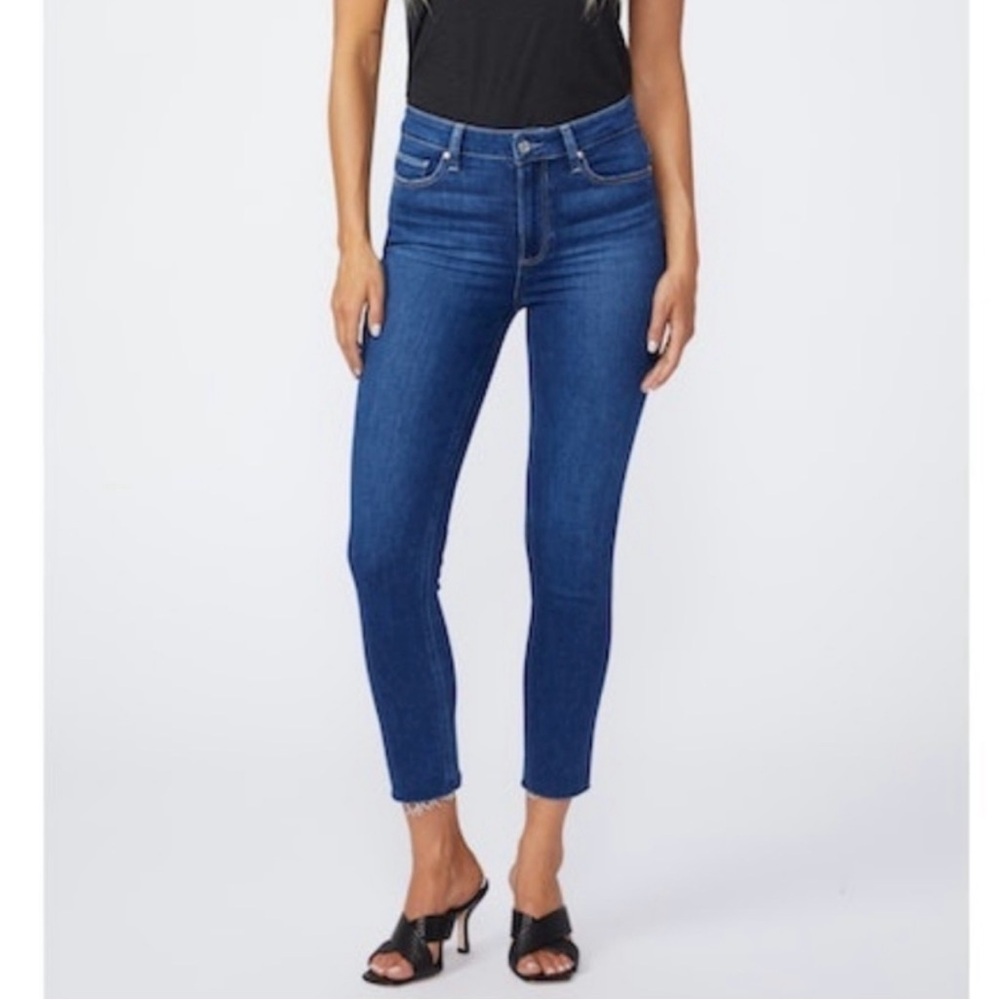 PAIGE Jeans Hoxton Ankle Crop Cigarette Leg Blue Size 31
